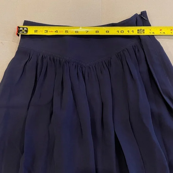 odille sz0 navy blue Silk Chiffon mini skirt - Picture 5 of 7